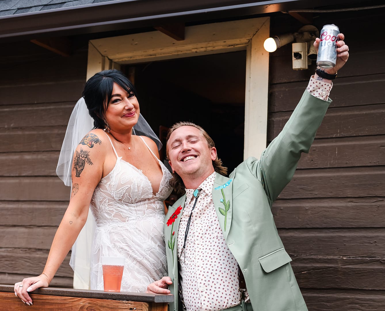 Newlyweds Kristie and Drew cheers